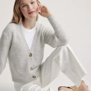 Quince Baby Alpaca Wool Blend Cropped Cardigan Sweater